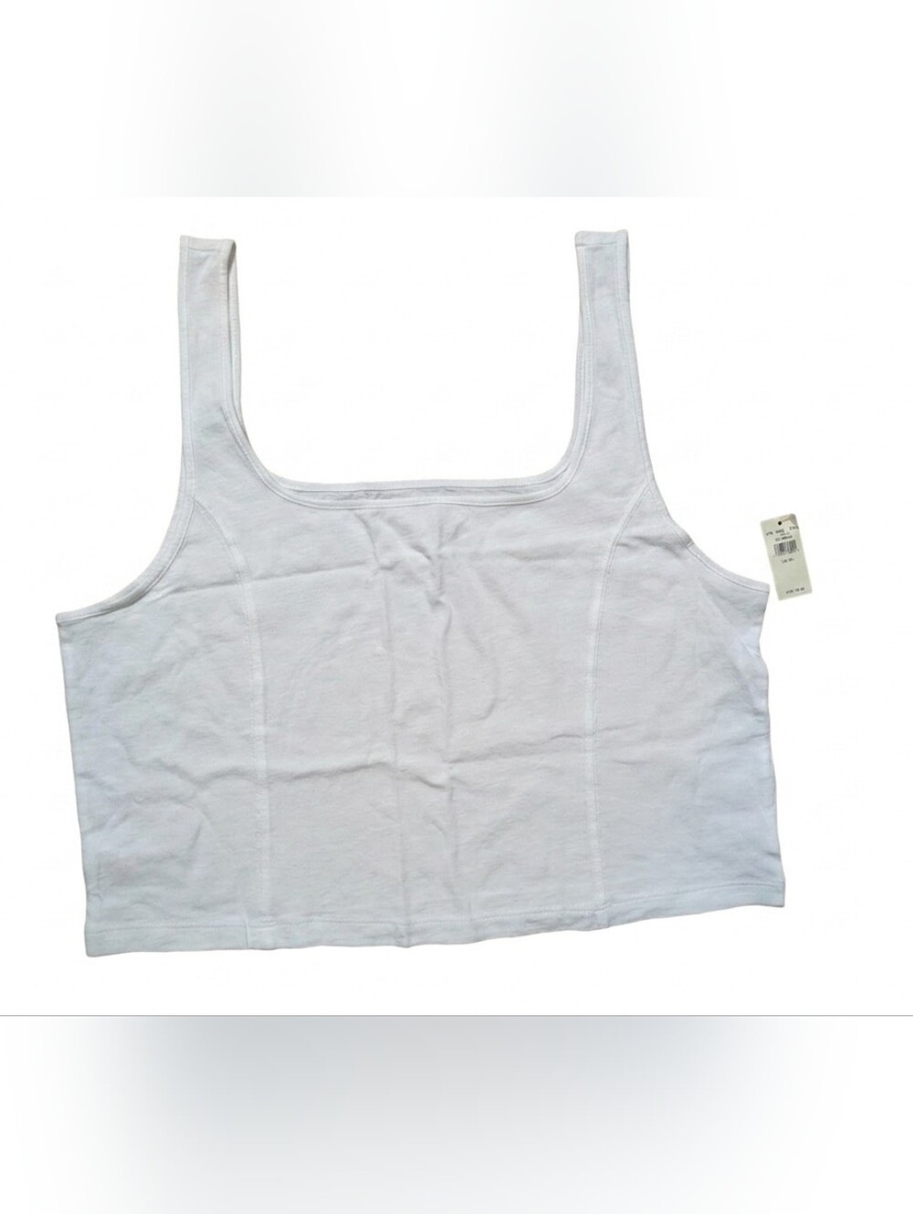 Aerie Square Neck Tank Top NWT XXL White 100% Cotton Cropped Summer Basic Cami